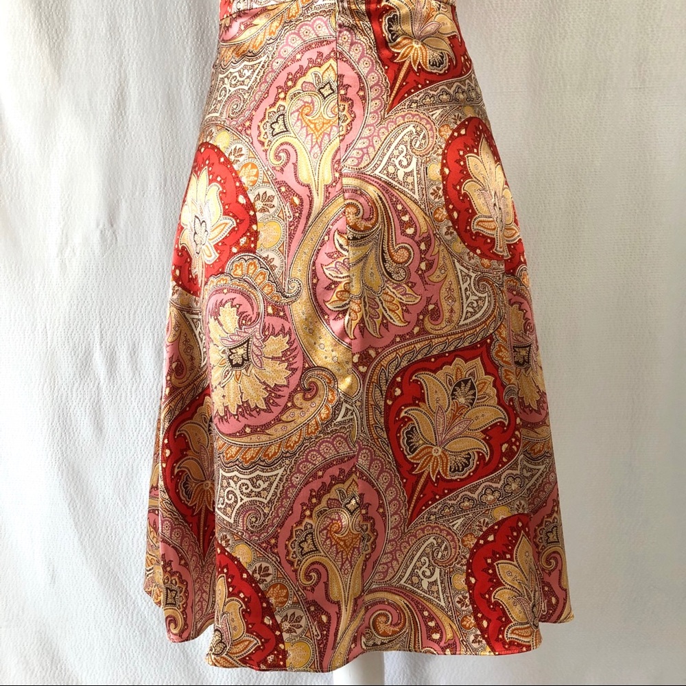 Jane Hamill Gold and Pink Paisley Silk  Dress - Picture 7 of 8